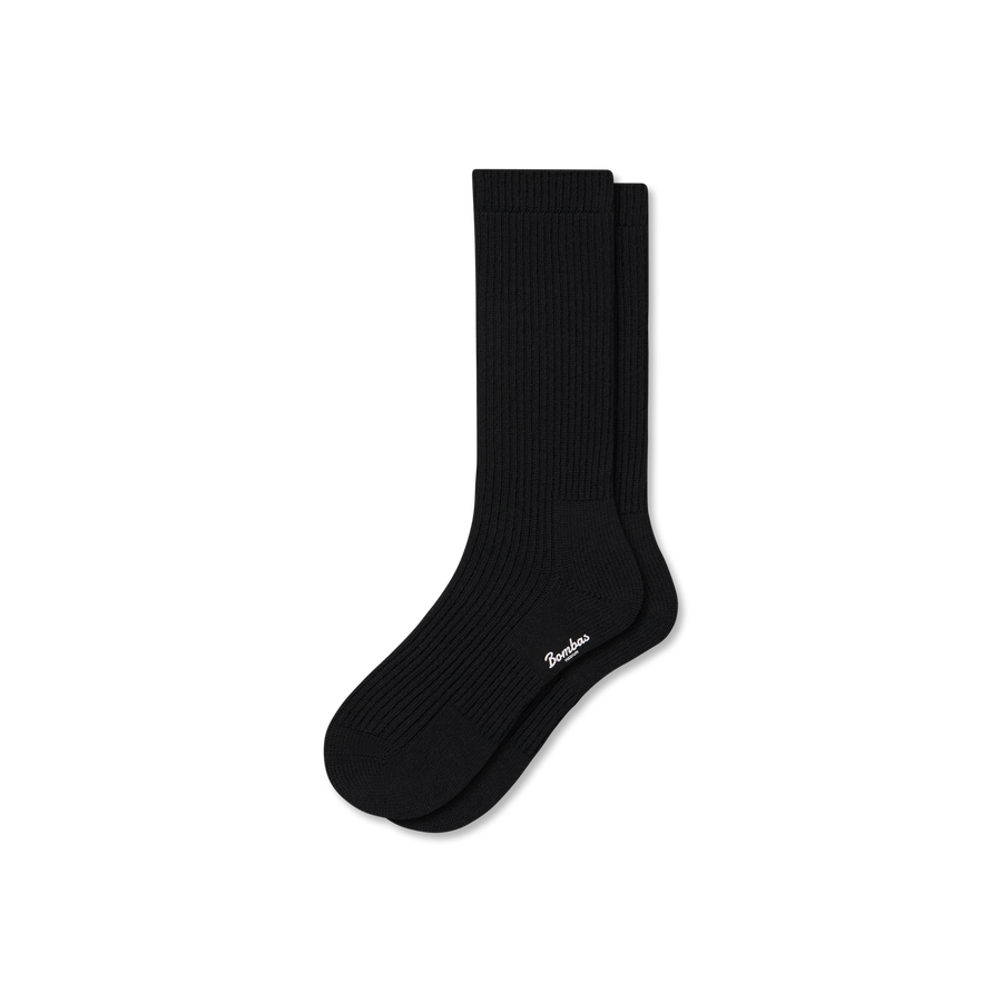 Men's Merino Cashmere Blend Fine Rib Calf Socks - Essential Ready