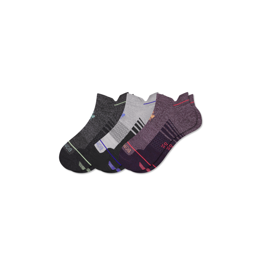 Men's Merino Wool Blend Run Ankle Sock 3-Pack - Travel Pair