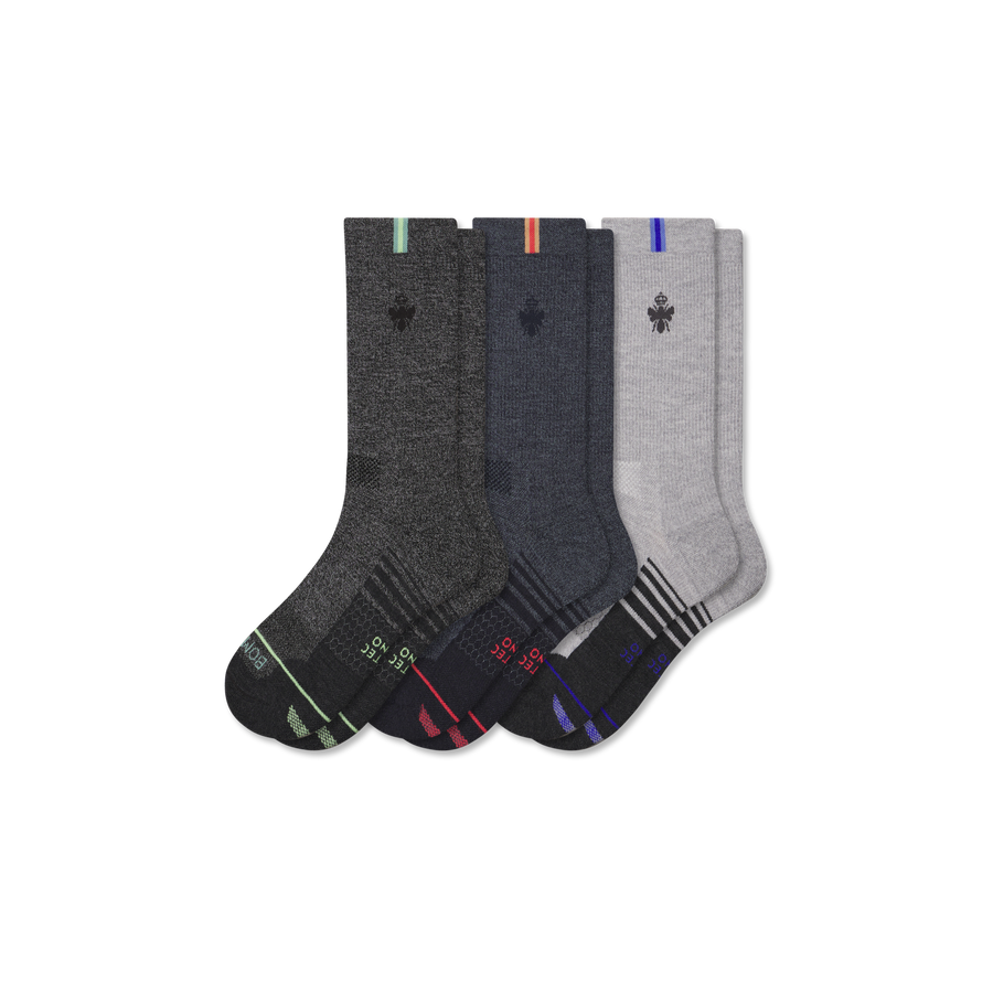 Men's Merino Wool Blend Run Calf Sock 3-Pack - All Day Fit