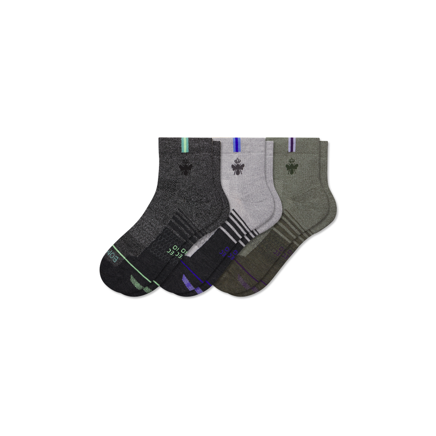 Women's Merino Wool Blend Run Quarter Sock 3-Pack - All Day Fit