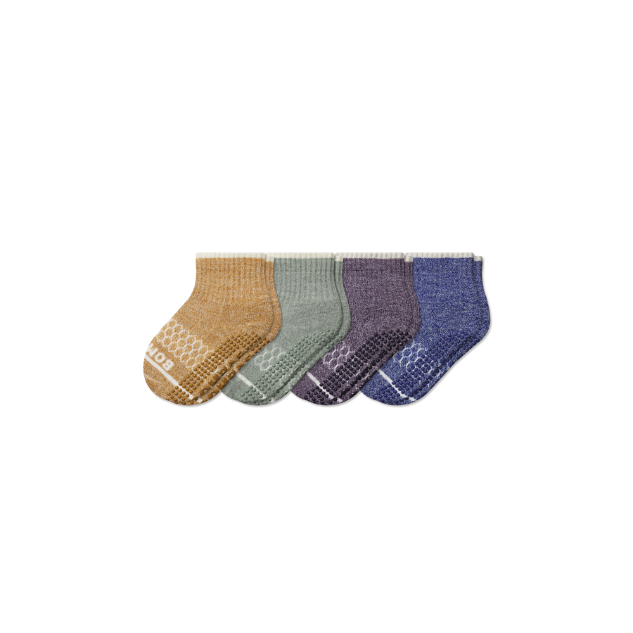 Toddler Merino Wool Blend Gripper Calf Sock 4-Pack - Ready Pick