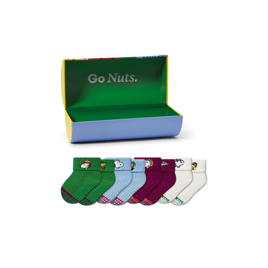 Peanuts x Bombas: Baby Gripper Calf Sock 4-Pack Gift Box (6-12 Months) - Travel Pair