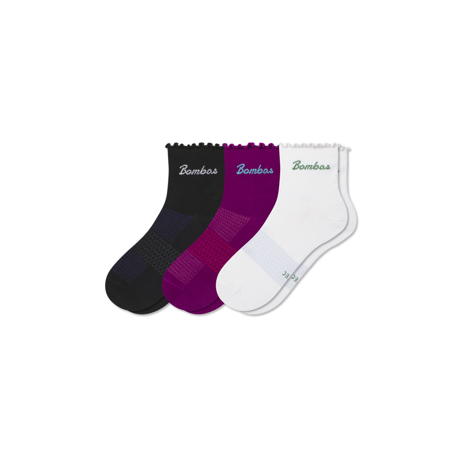 Women’s Ruffle Sport Quarter Sock 3-Pack - Everyday Pair