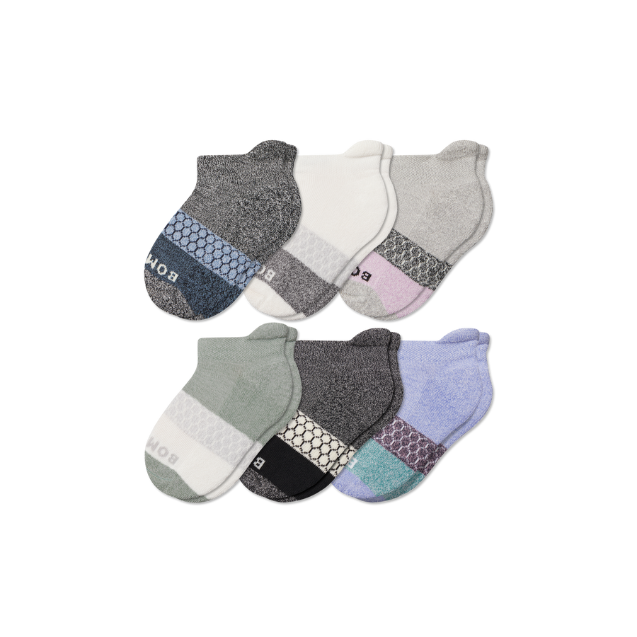 Junior Tri-Block Ankle Sock 6-Pack - All Day Fit