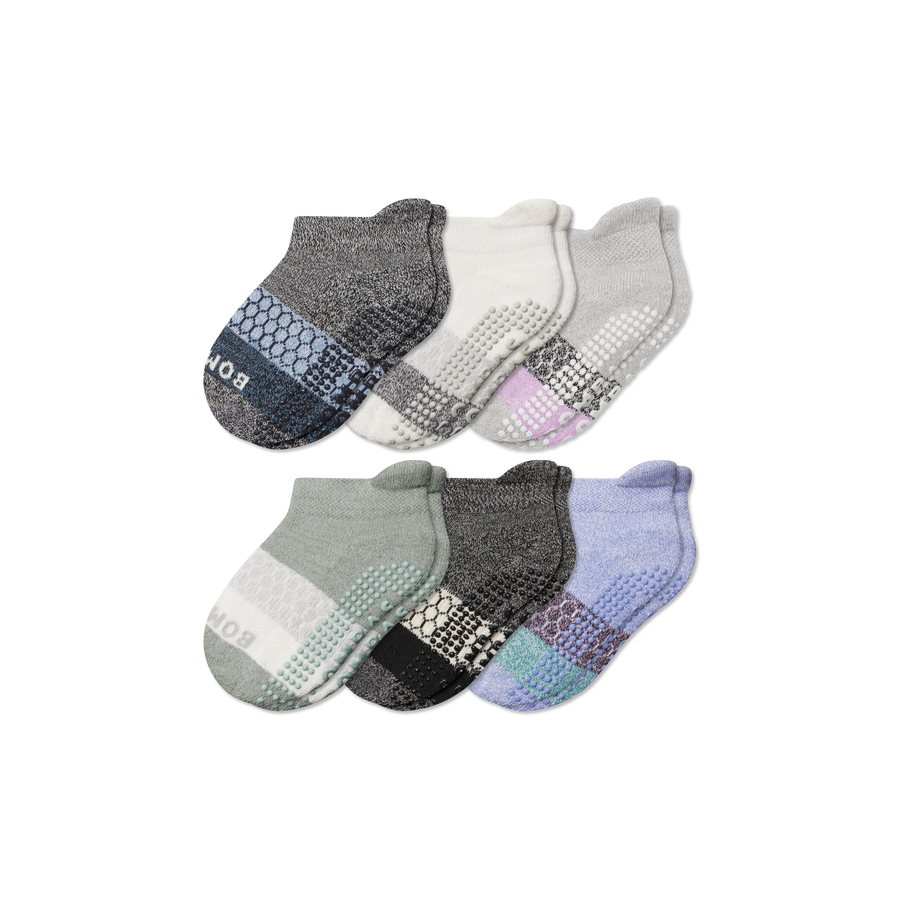 Toddler Tri-Block Gripper Ankle Sock 6-Pack - Ready Pair