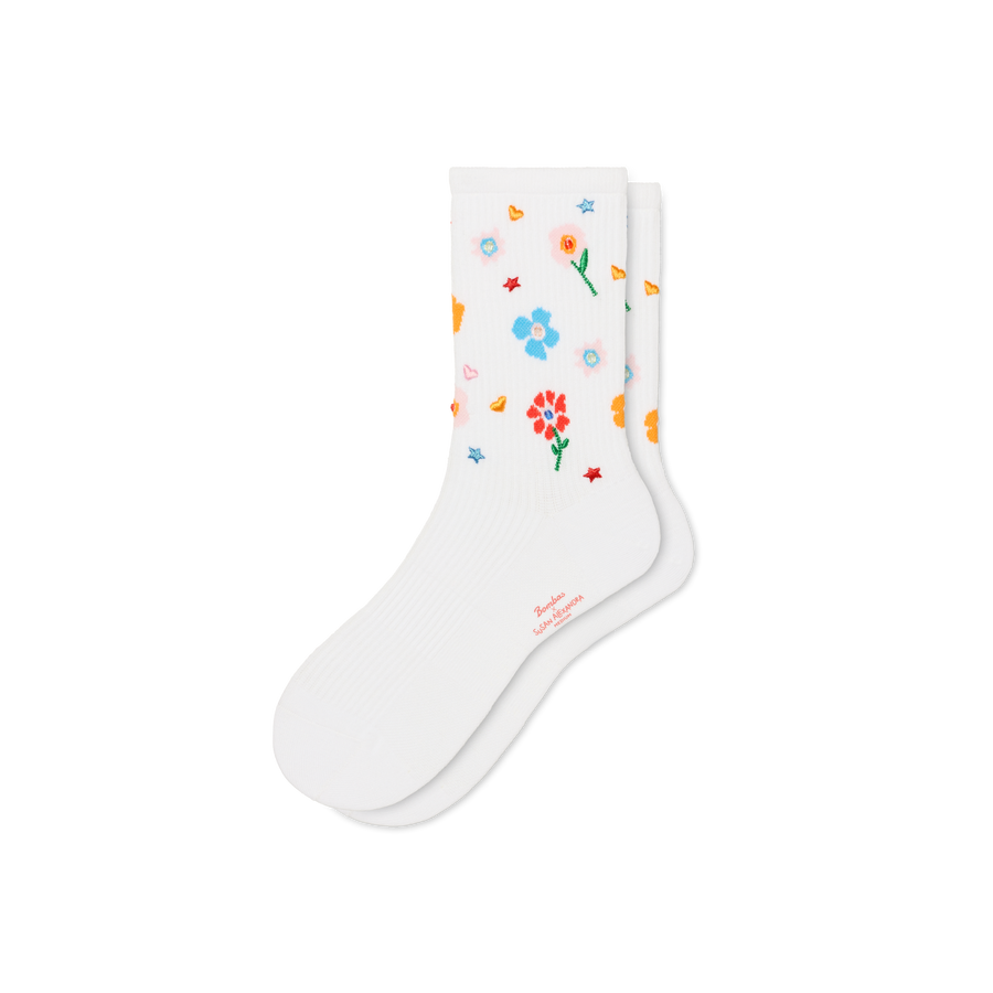 Bombas x Susan Alexandra Floral Embroidered Half Calf Socks - Ready Pick