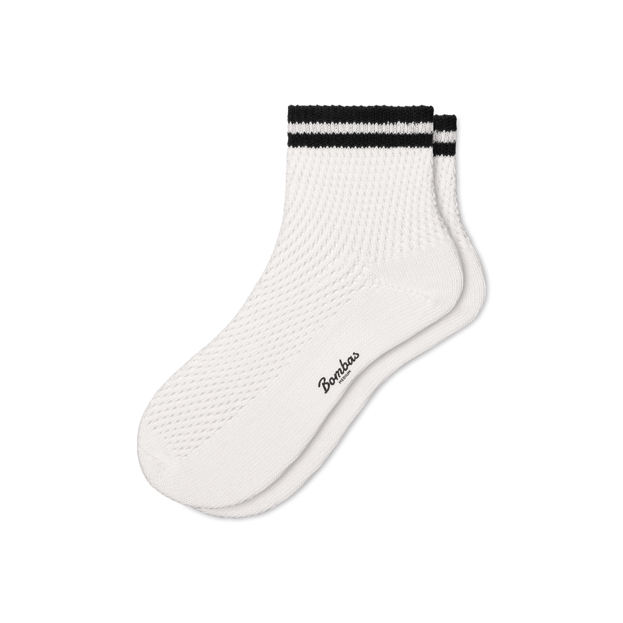 Women's Vintage Stripes Open Knit Quarter Socks - Daily Step