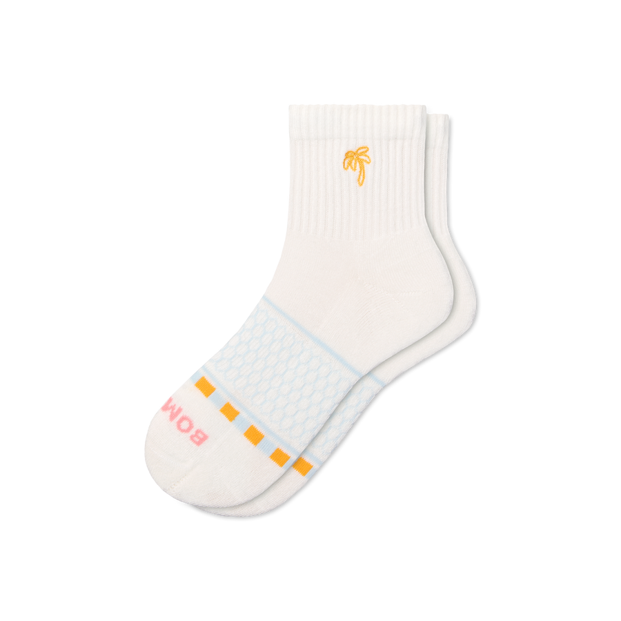 Women's Beach Day Embroidered Quarter Socks - Soft Step