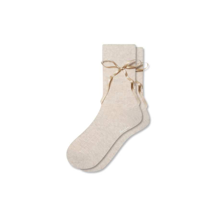 Women’s Pointelle Bow Half Calf Socks - Clean Finish