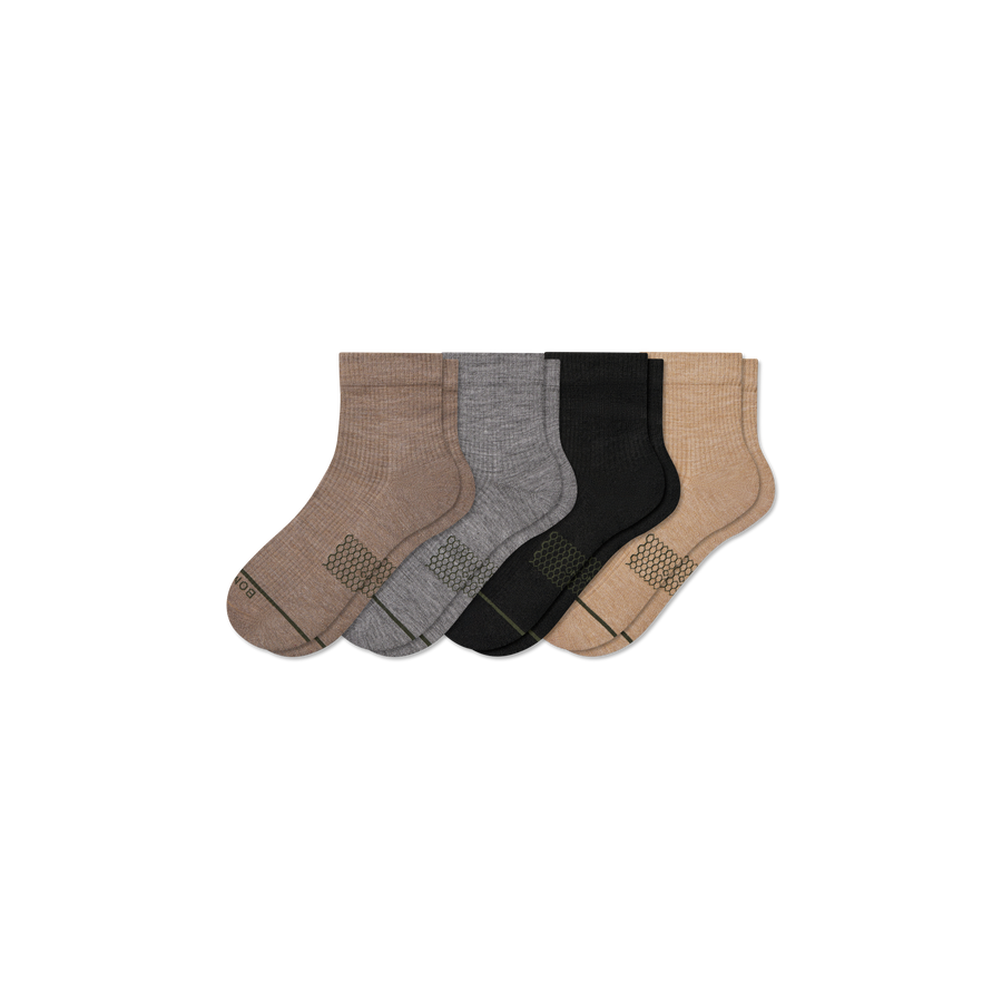 Women's Merino Wool Blend Modern Rib Quarter Sock 4-Pack - All Day Fit