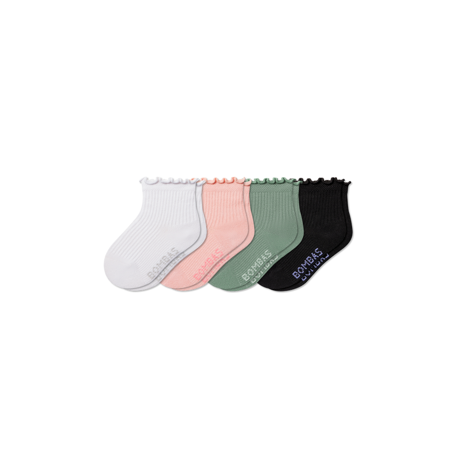 Toddler Ruffle Rib Calf Sock 4-Pack - Simple Style