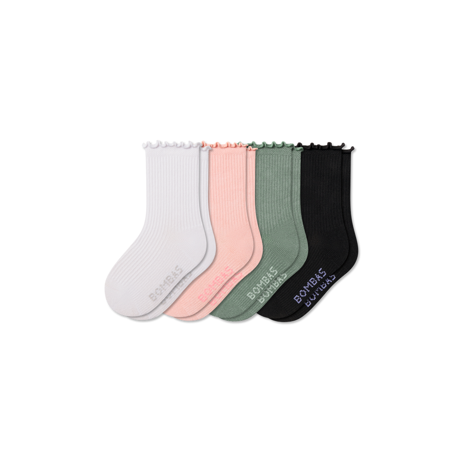Junior Ruffle Rib Calf Sock 4-Pack - Soft Step