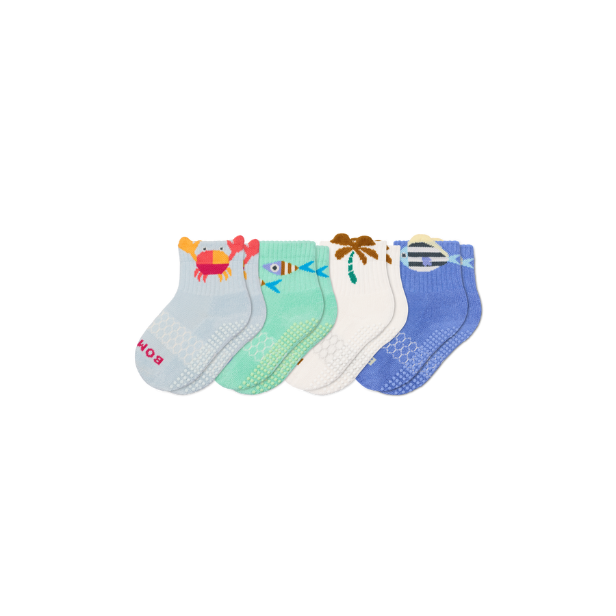 Toddler Seaside Gripper Calf Sock 4-Pack - Daily Step