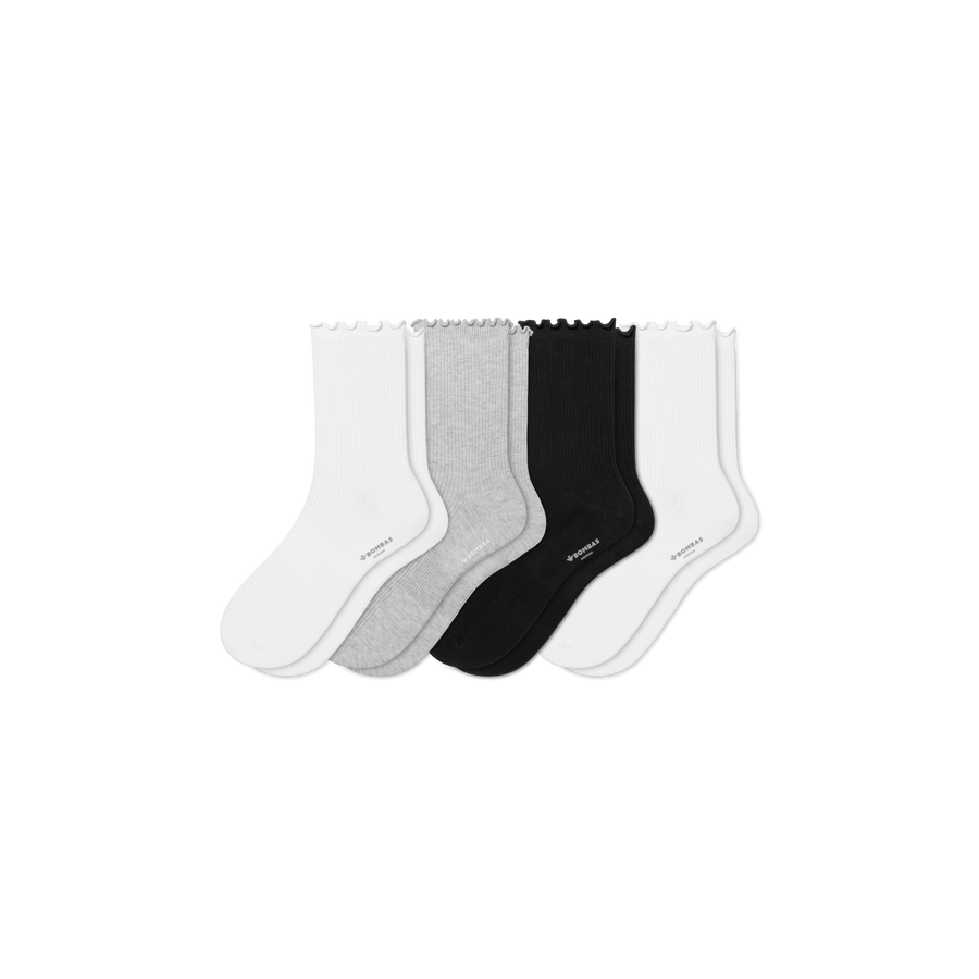 Women's Ruffle Rib Half Calf Sock 4-Pack - Daily Cushion