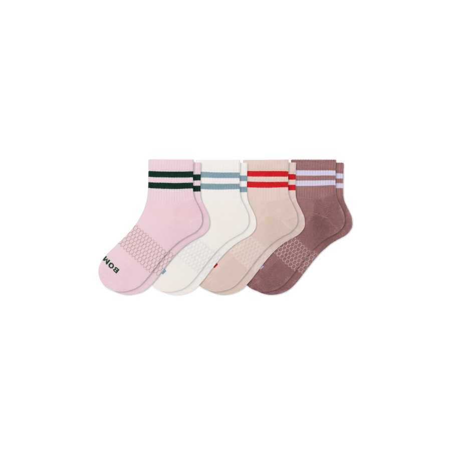 Women's Vintage Stripes Quarter Sock 4-Pack - Travel Pair