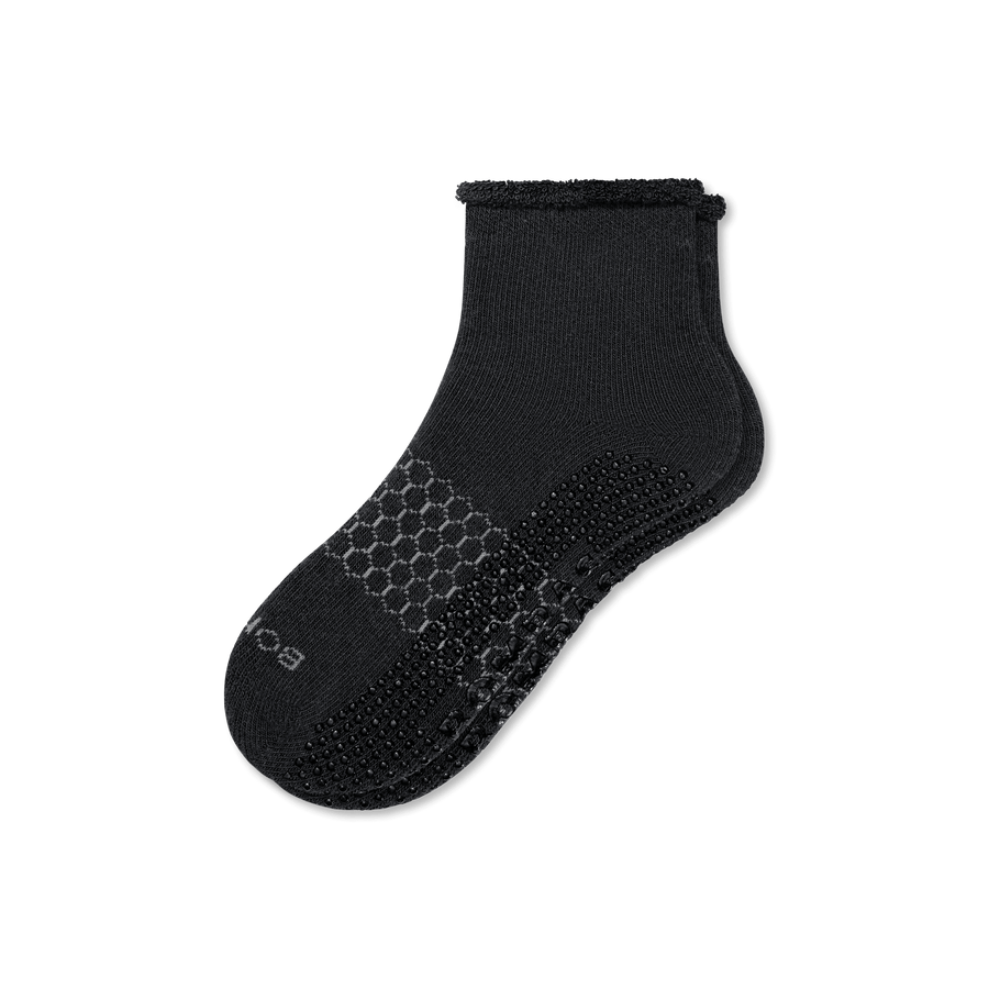 Men's Merino Wool Blend Roll-Top Gripper House Socks - Easy Pair