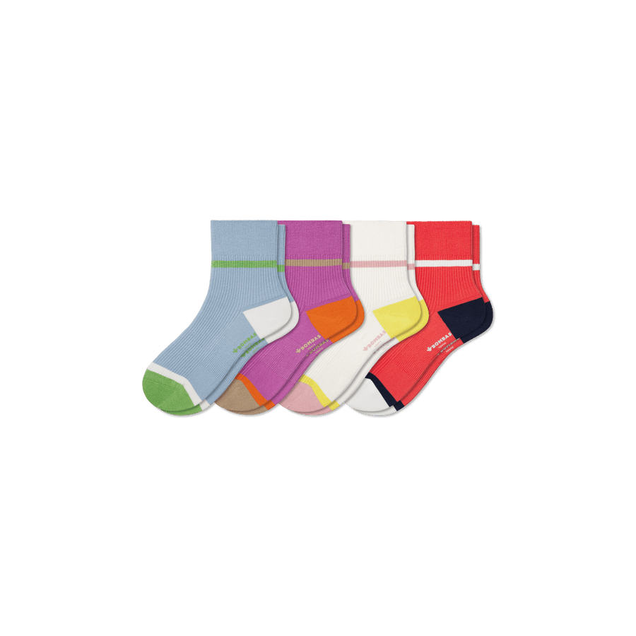 Youth Ribbed Quarter Sock 4-Pack - Easy Pair