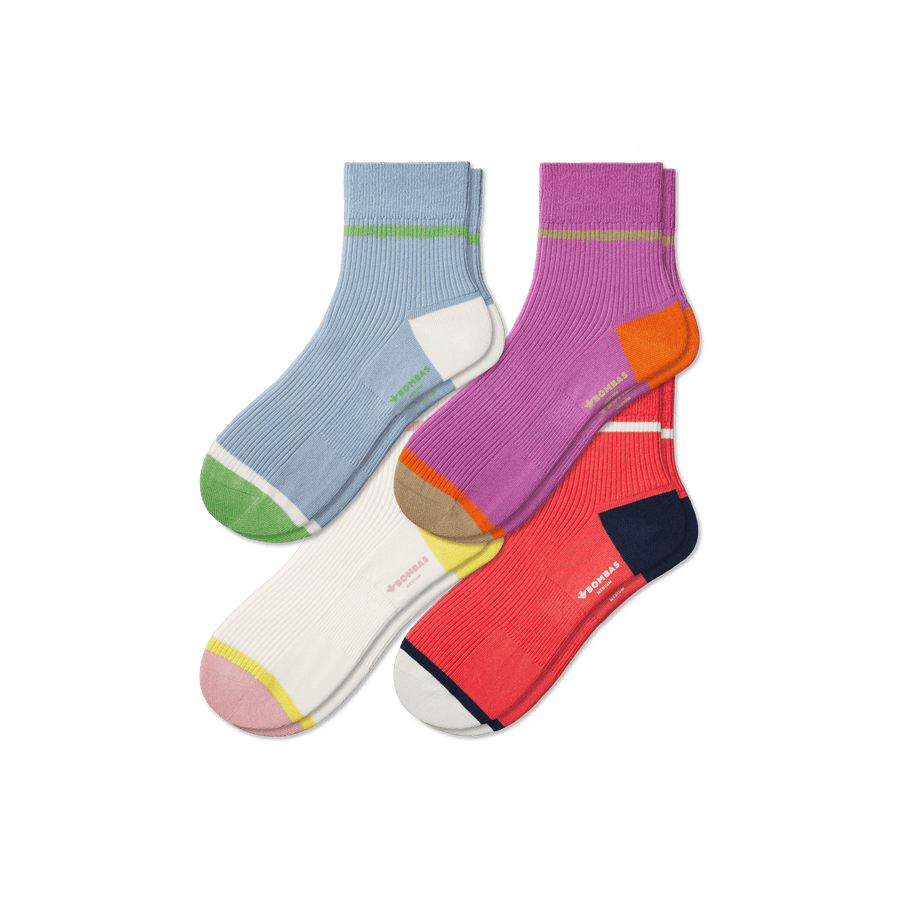 Women's Ribbed Quarter Sock 4-Pack - Daily Step