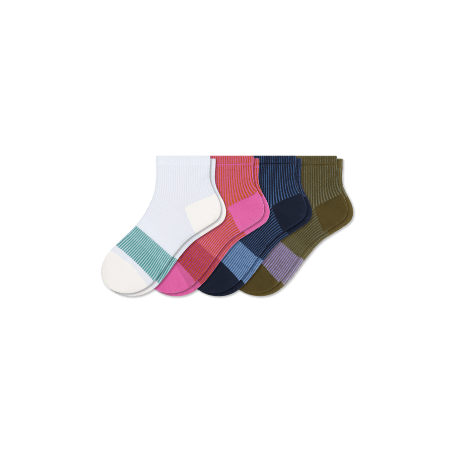 Youth Stripe Quarter Sock 4-Pack - Light Cushion