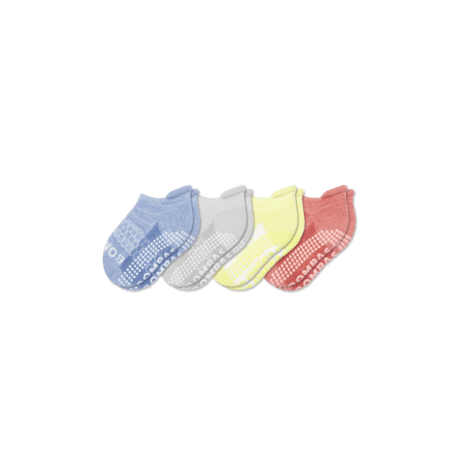 Toddler Two Tone Gripper Ankle Sock 4-Pack - Daily Cushion