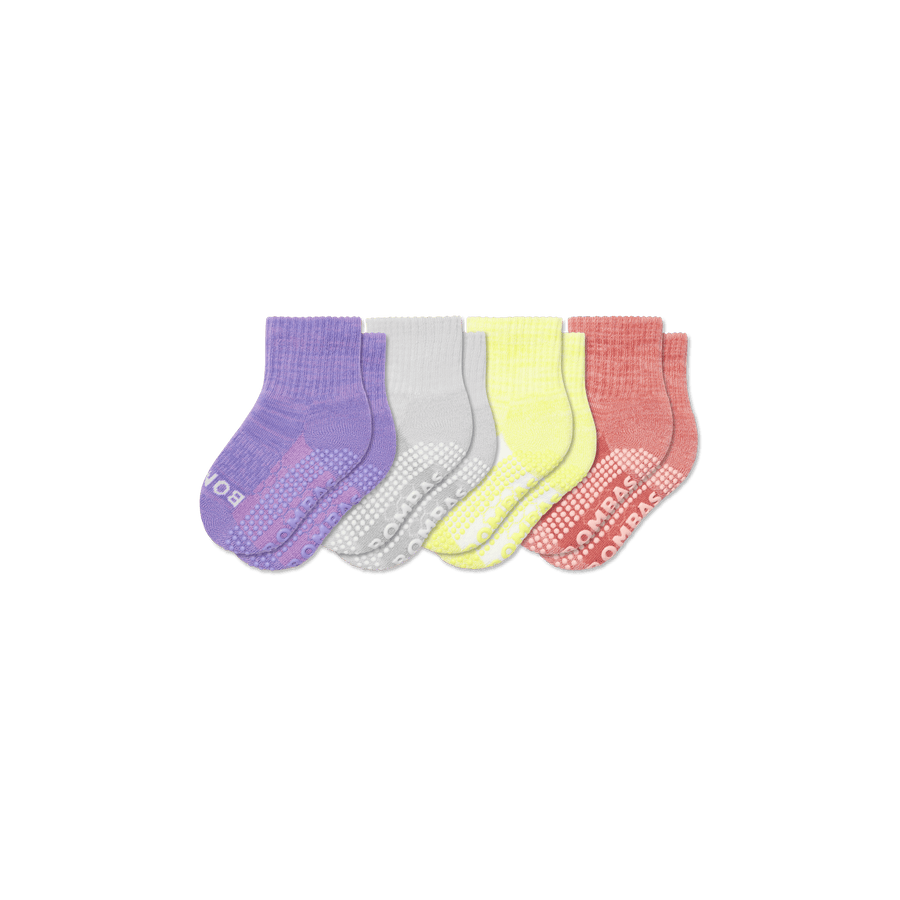 Toddler Two Tone Gripper Calf Sock 4-Pack - Daily Cushion