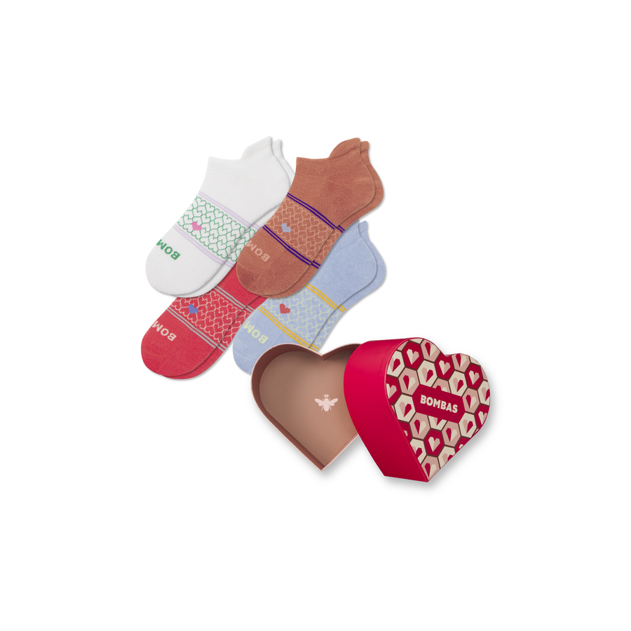 Women's Hearts Ankle Sock 4-Pack Gift Box - Modern Touch