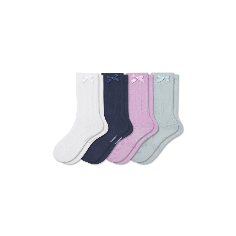 Youth Bow Calf Sock 4-Pack - Fresh Step