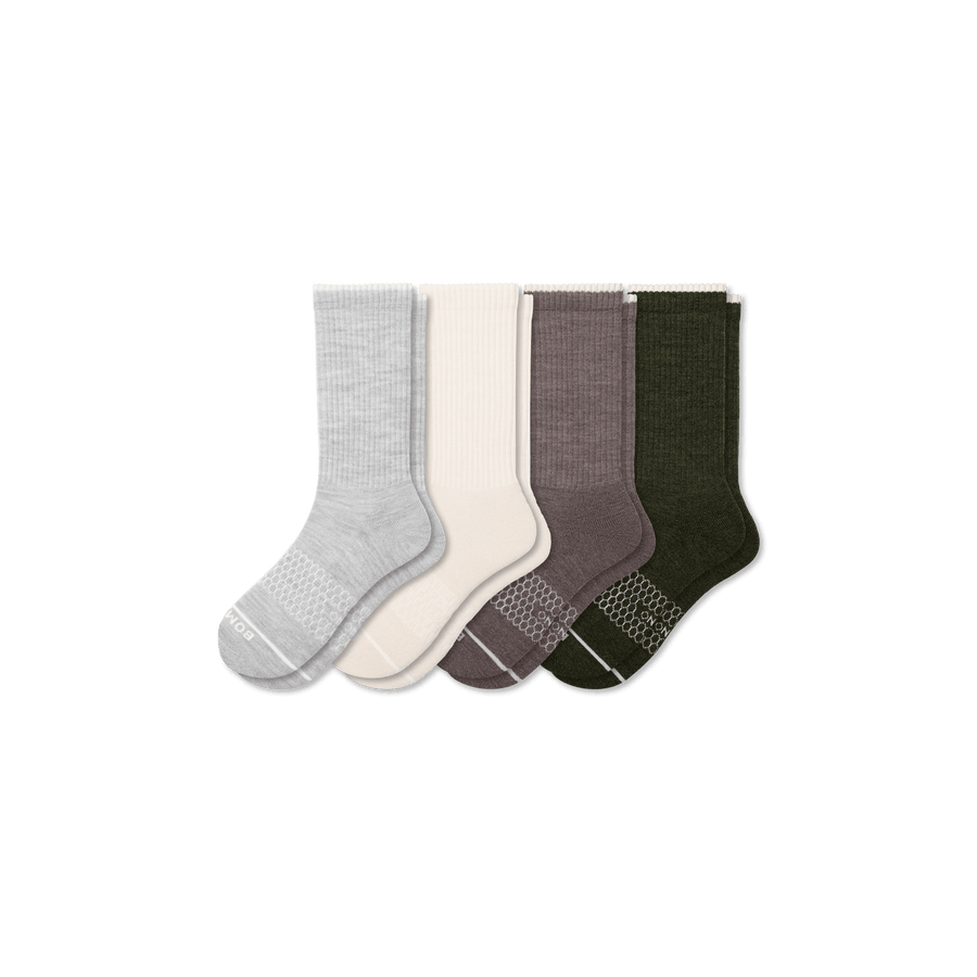 Men's Merino Wool Blend Calf Sock 4-Pack - Light Cushion
