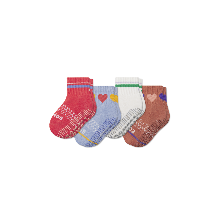 Toddler Hearts Gripper Calf Sock 4-Pack - Travel Pair