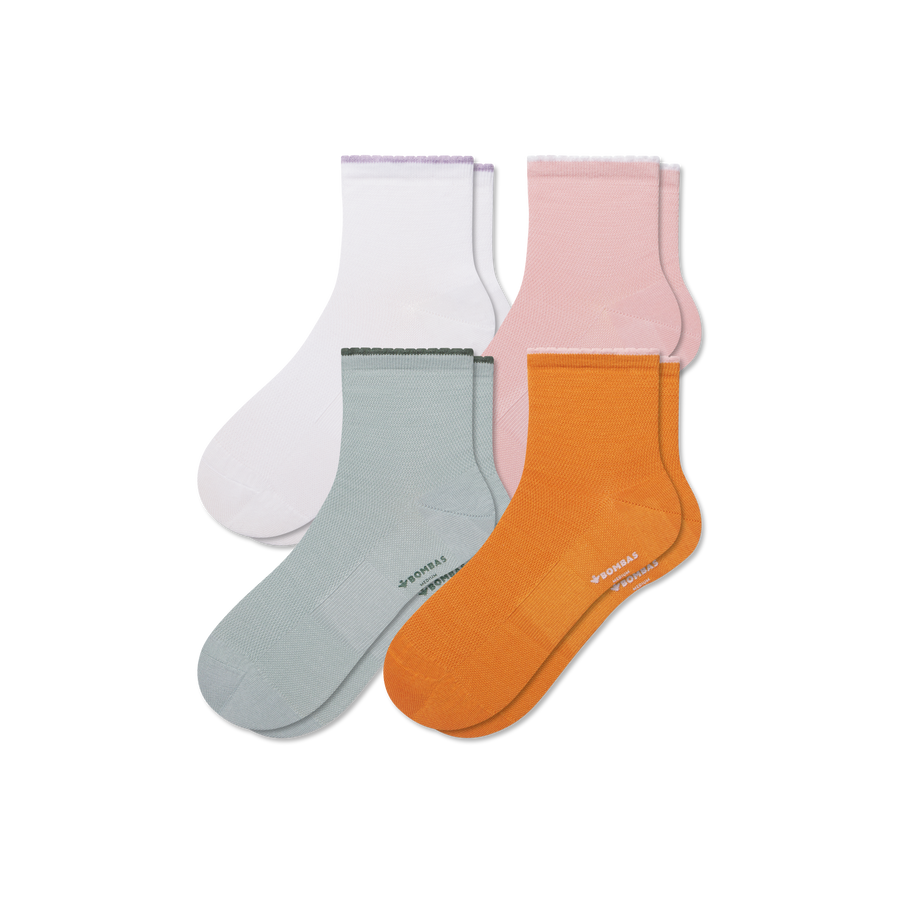 Women’s Scallop Cuff Quarter Sock 4-Pack - Ready Pair