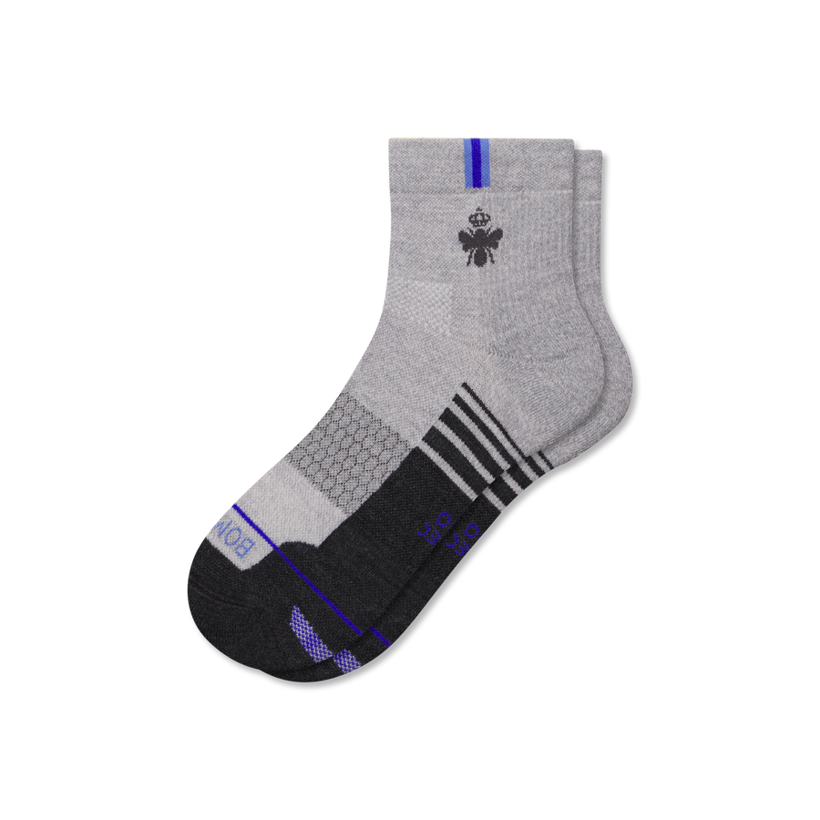 Men's Merino Wool Blend Run Quarter Socks - Daily Cushion