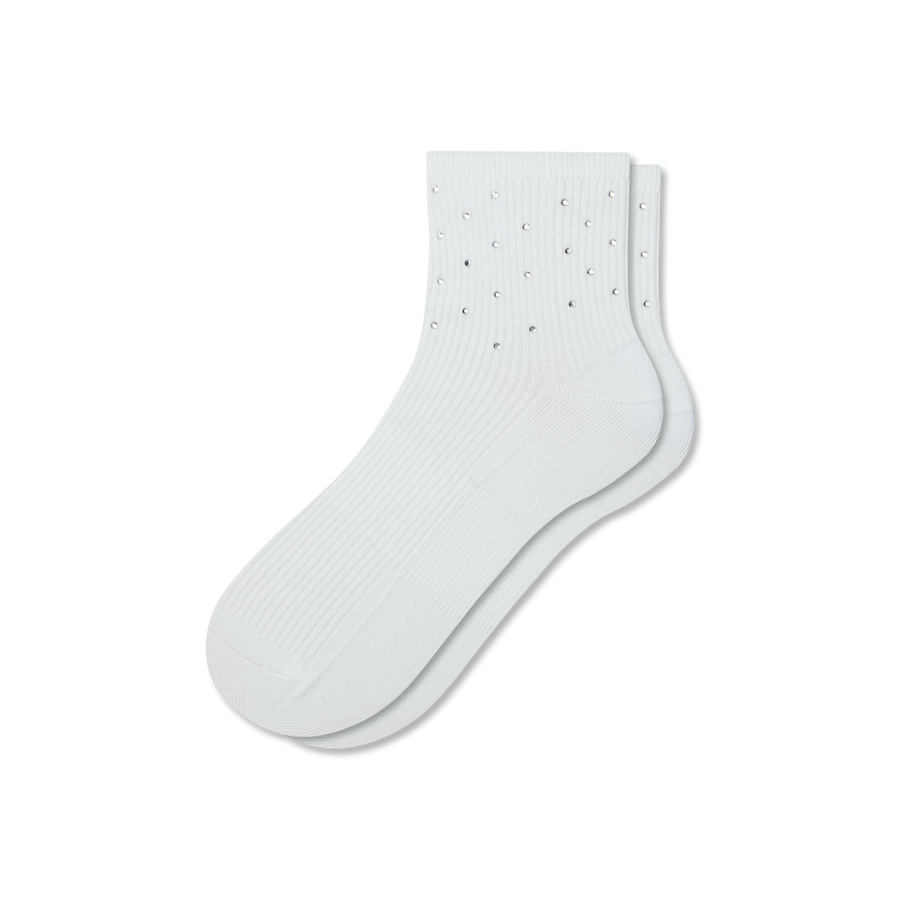 Women’s Rhinestone Rib Quarter Socks - Fresh Step