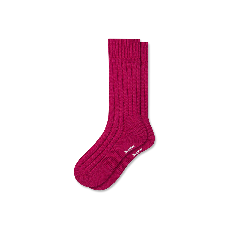 Women's Merino Cashmere Blend Rib Calf Socks - Clean Finish