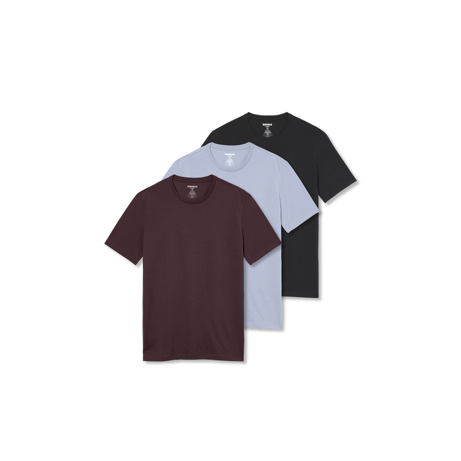 Men's Pima Cotton Slim Crew Neck T-Shirt 3-Pack - Soft Fit