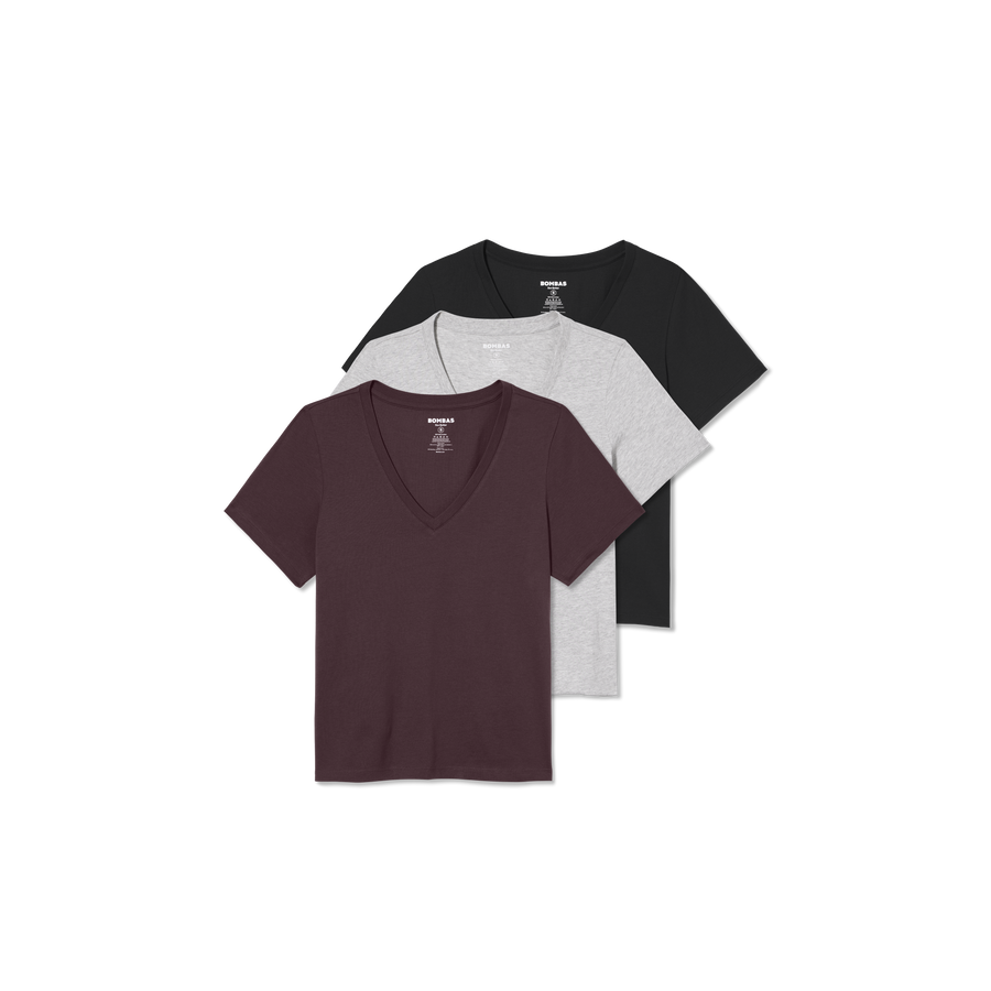 Women's Pima Cotton V-Neck T-Shirt 3-Pack - Easy Stretch