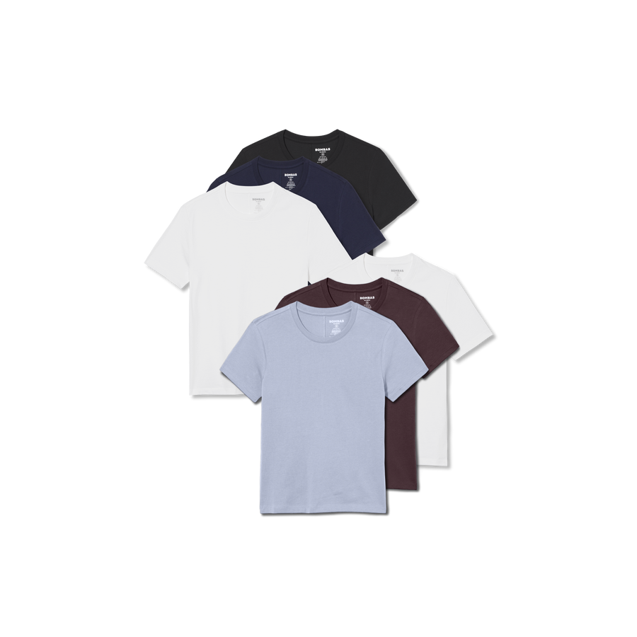 Women's Pima Cotton Slim Crew Neck T-Shirt 6-Pack - Daily Pick