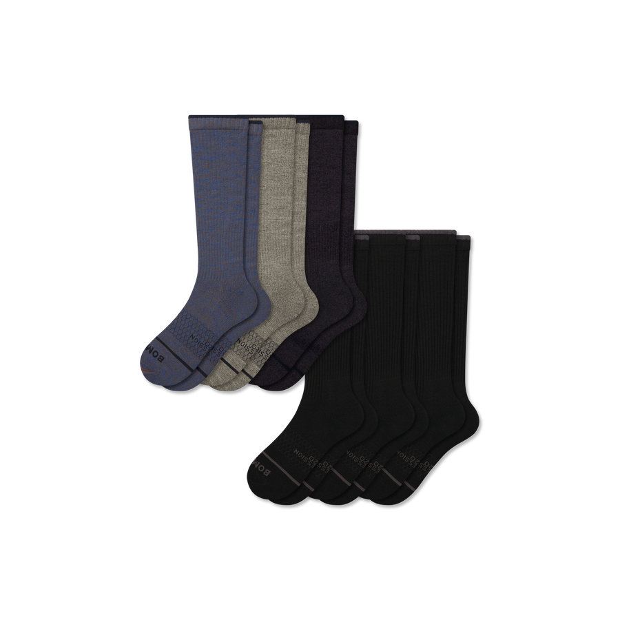 Men's Merino Wool Blend Knee High Sock 6-Pack (15-20mmHg) - Clean Finish