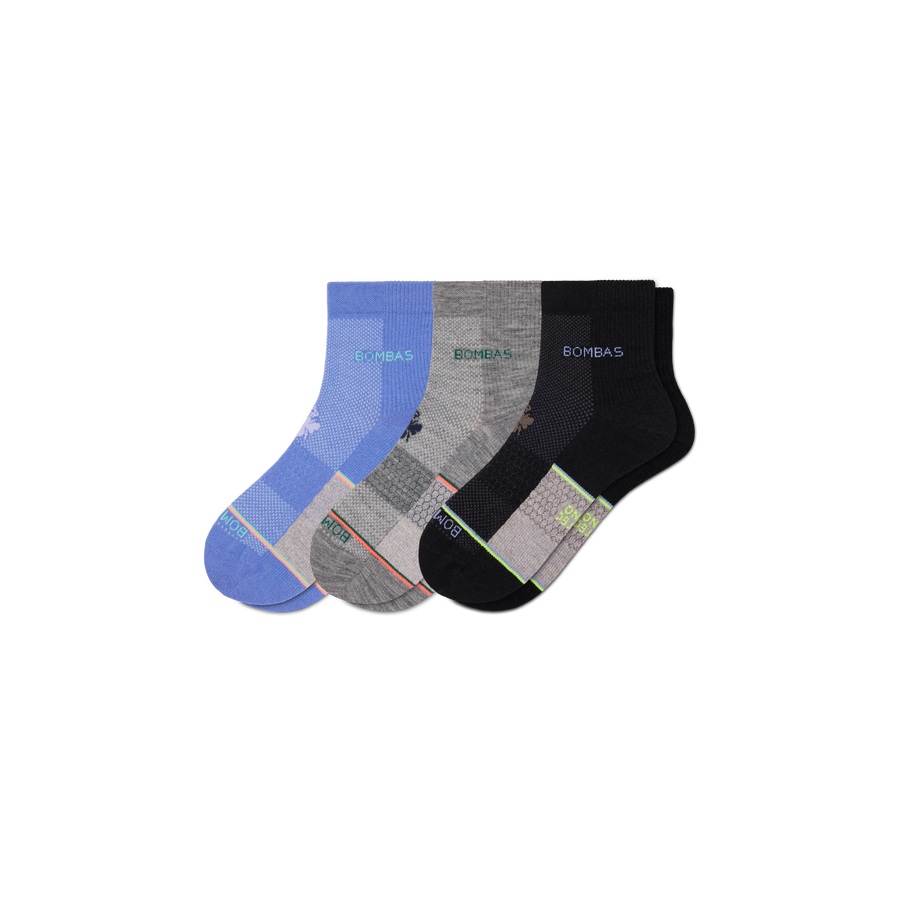 Men's Sport Merino Wool Blend Quarter Sock 3-Pack - Simple Style