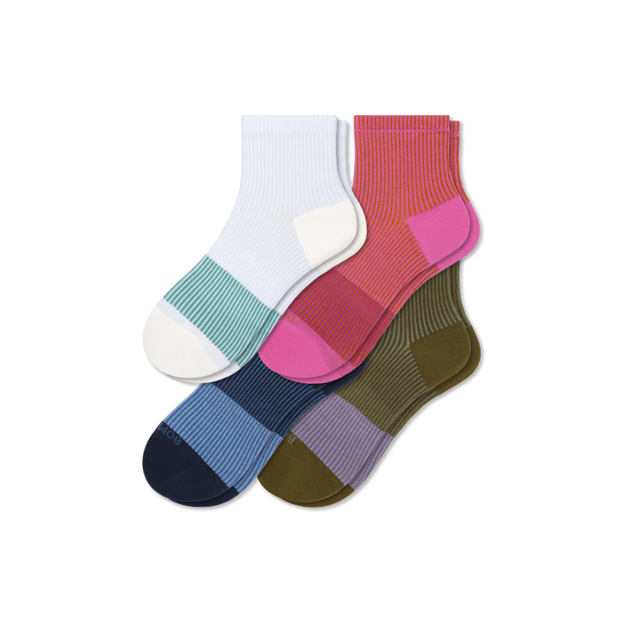 Women’s Stripe Quarter Sock 4-Pack - Classic Ready