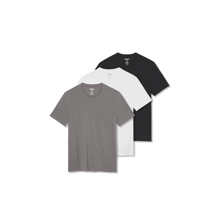 Men's Pima Cotton Pocket Crew Neck T-Shirt 3-Pack - Easy Stretch