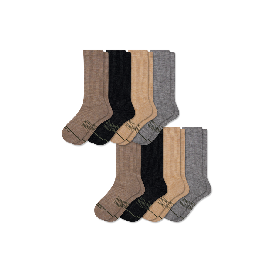 Men's Merino Wool Blend Modern Rib Calf Sock 8-Pack - Daily Step