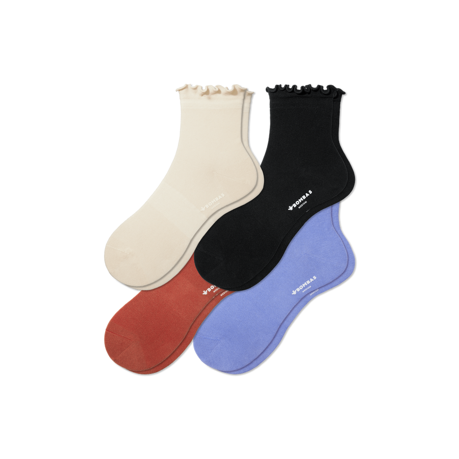 Women's Frill Quarter Sock 4-Pack - Soft Step