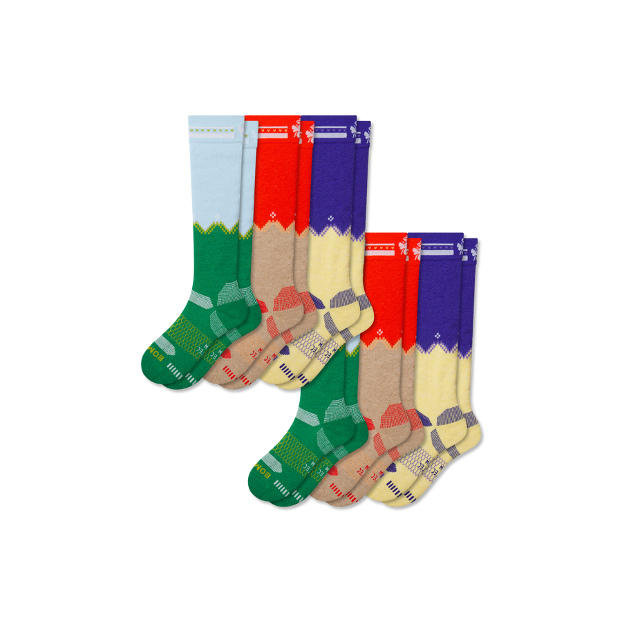 Youth Full-Cushion Merino Wool Blend Ski & Sock 6-Pack - Daily Cushion