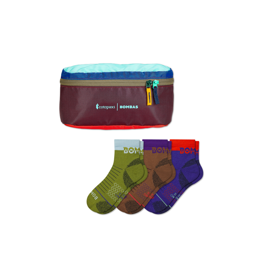 Men's Merino Wool Blend Hiking Quarter Sock 3-Pack & Cotopaxi Fanny Pack - Classic Ready