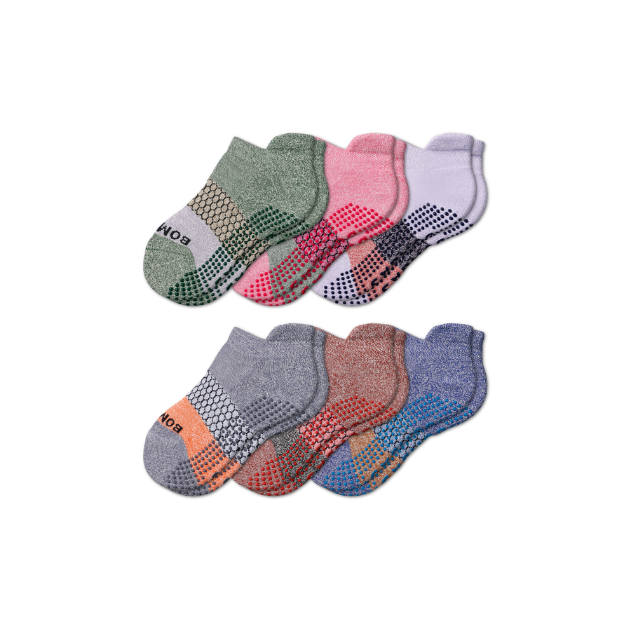 Youth Tri-Block Gripper Ankle Sock 6-Pack - Simple Style