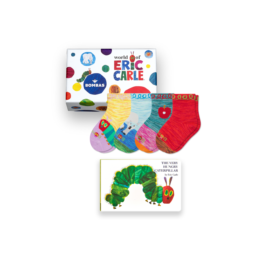 Toddler Eric Carle Calf Sock 4-Pack Gift Box & Book - Light Cushion