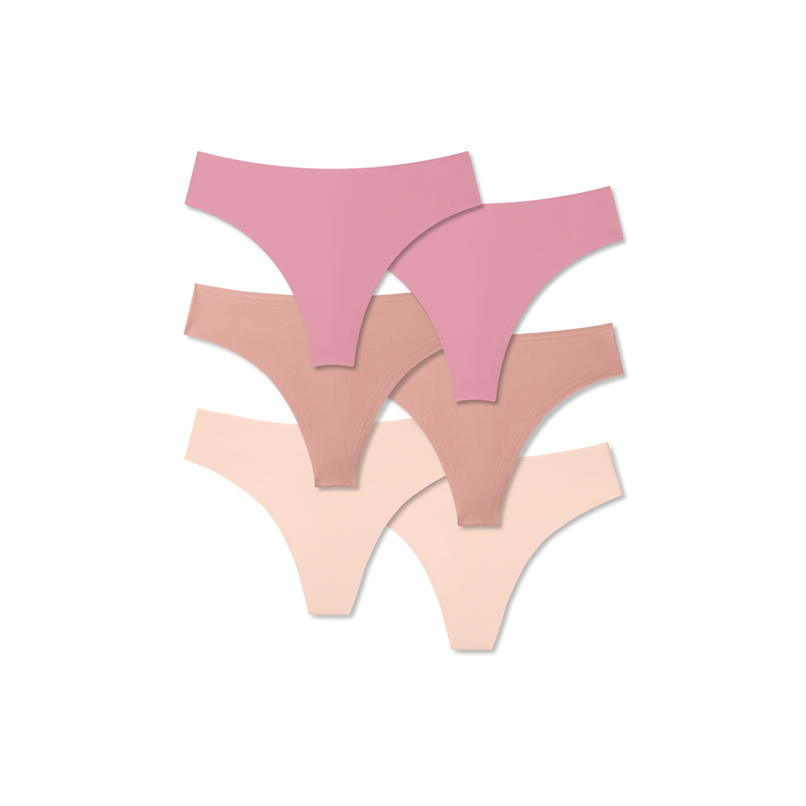 Women's No Show Thong 6-Pack - Easy Stretch