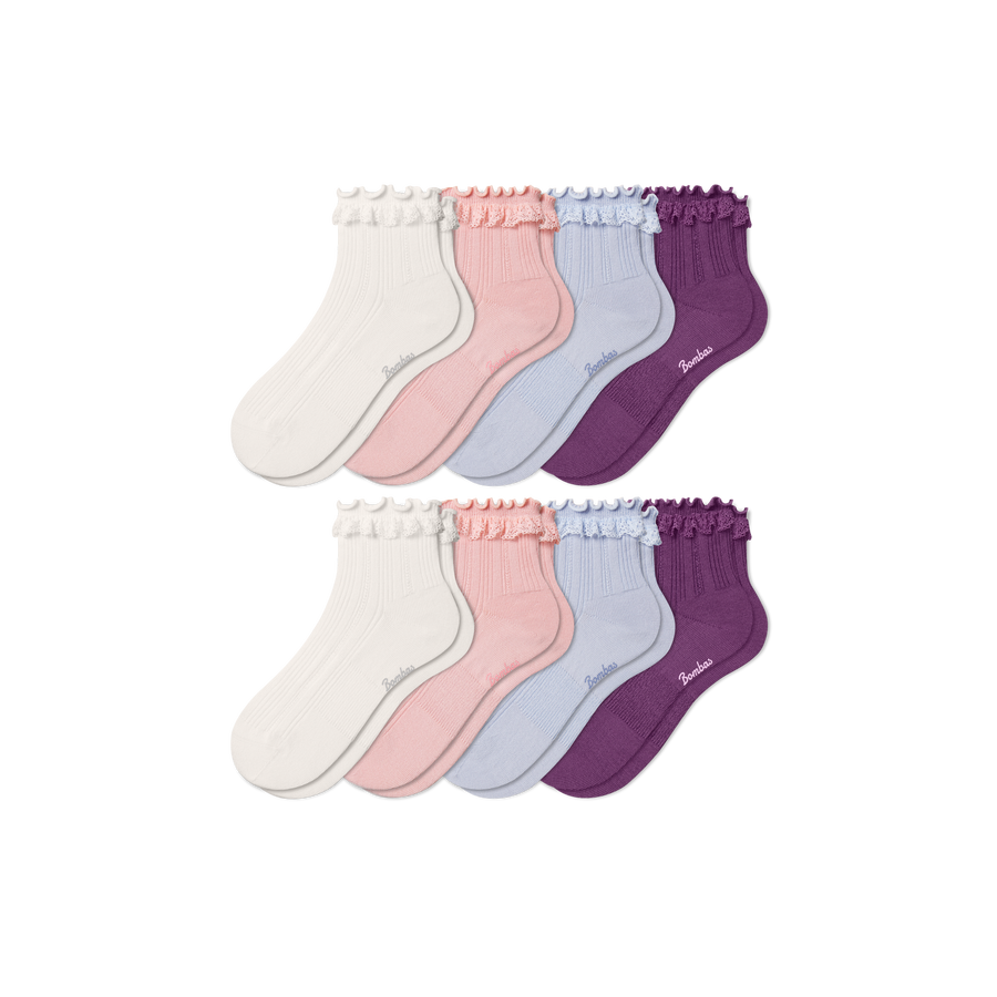 Youth Ruffle Rib Quarter Sock 8-Pack - Classic Ready