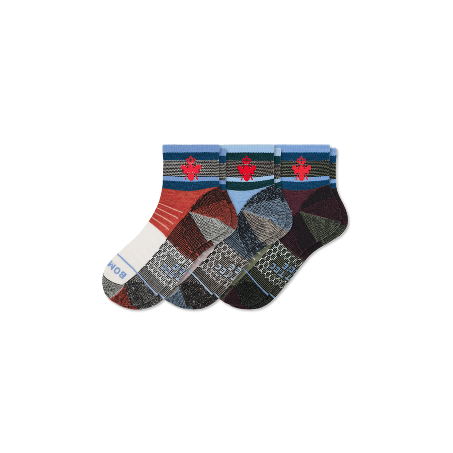 x Bombas Merino Wool Blend Hiking Quarter Sock 3-Pack - Daily Cushion