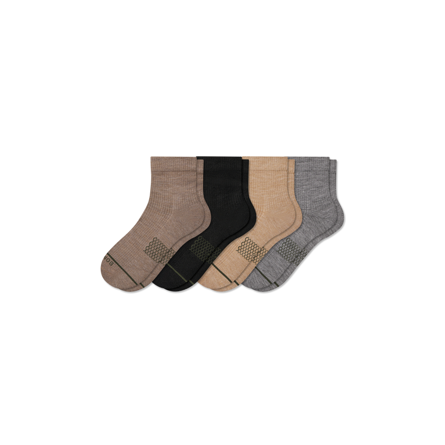 Men's Merino Wool Blend Modern Rib Quarter Sock 4-Pack - Fresh Choice